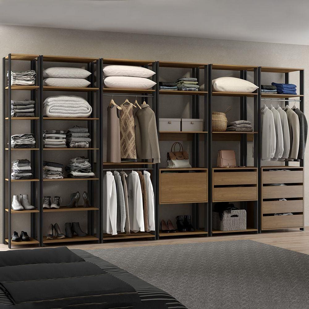 Guarda roupa closet aberto modulado 6 pecas bacco estilo industrial ...