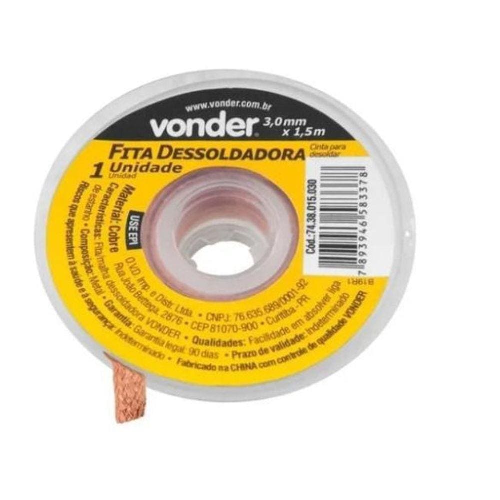 Fita Malha Dessoldadora Cobre 3 Mm X 1,5 M Vonder