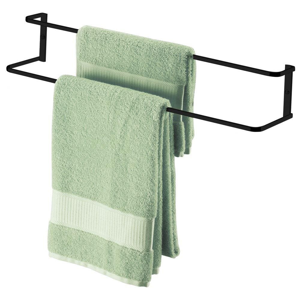 Porta toalha banheiro preto fosco suporte para toalha duplo 60 cm Future 1668PT