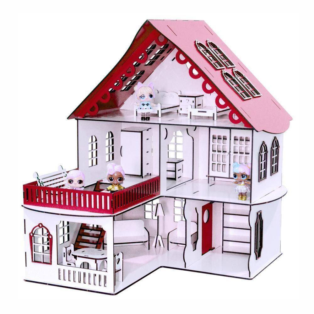 Casa Casinha Para Barbie/polly/lol Grande 80cm+ 25 Móveis