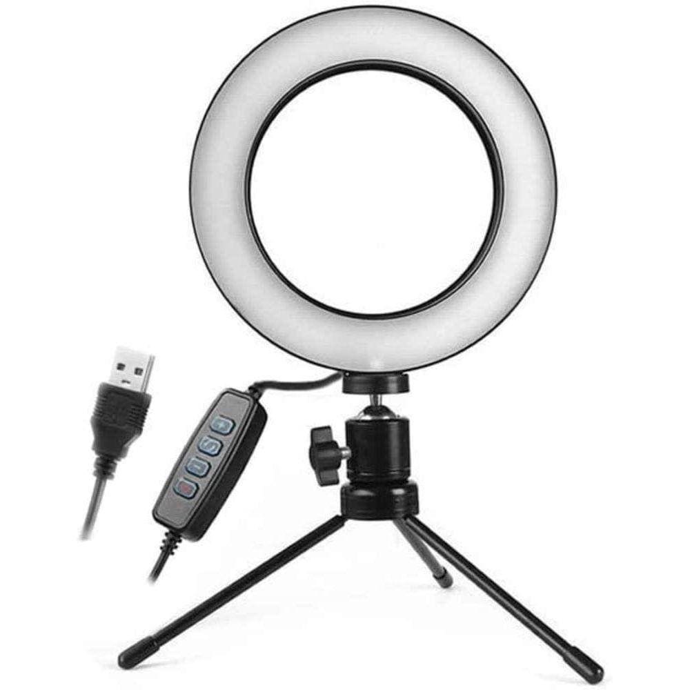 Iluminador Ring Light 16Cm Usb Led Misto 3500K 5500K + Tripé