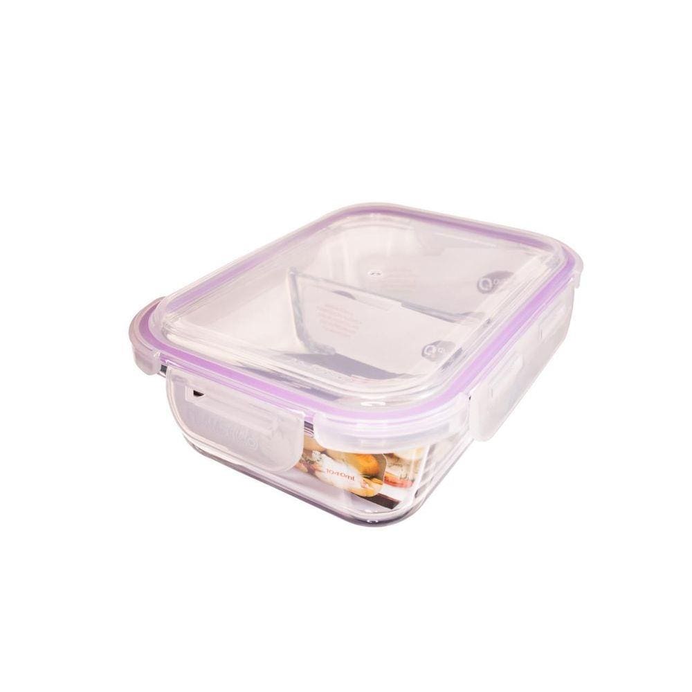 Jogo Com 4 Potes 640Ml Com Divisoria Hermetico Mantimentos