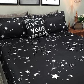 Lençol Com Elástico Casal Comum 4 Un Star Decor Com Almofada