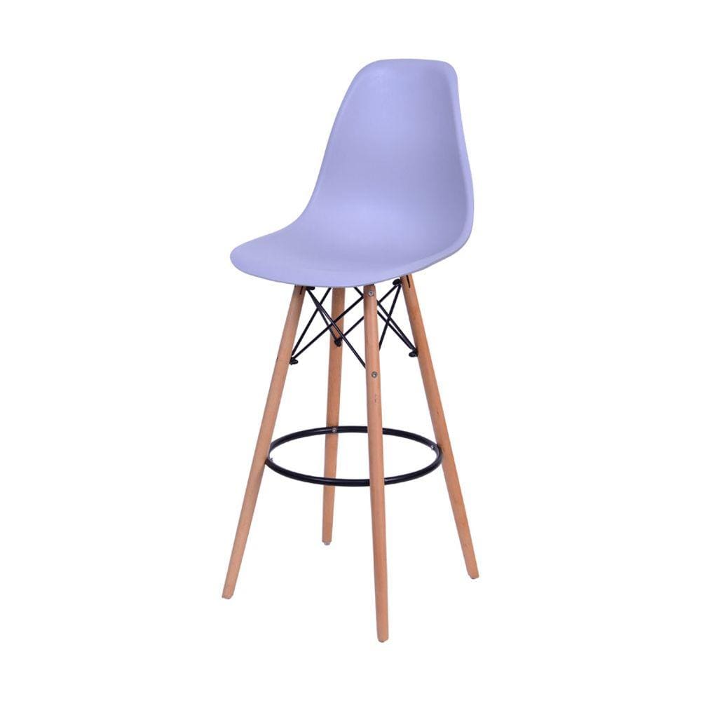 Banqueta Boxbit Dkr Eames Polipropileno Cinza Base Madeira