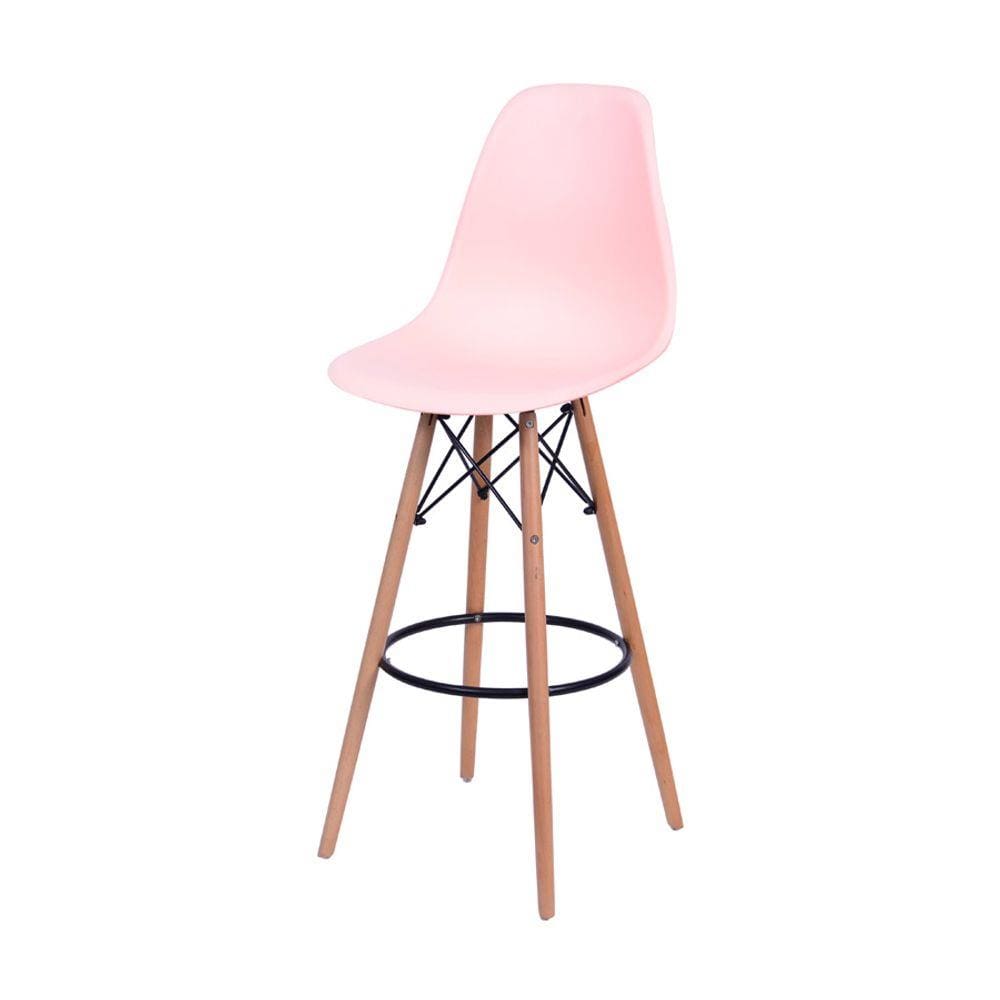 Banqueta Boxbit Dkr Eames Polipropileno Salmão Base Madeira