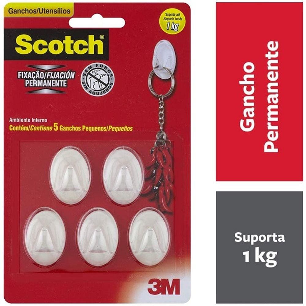 Gancho 3M SCOTCH Transparente Pequeno 5 Unidades