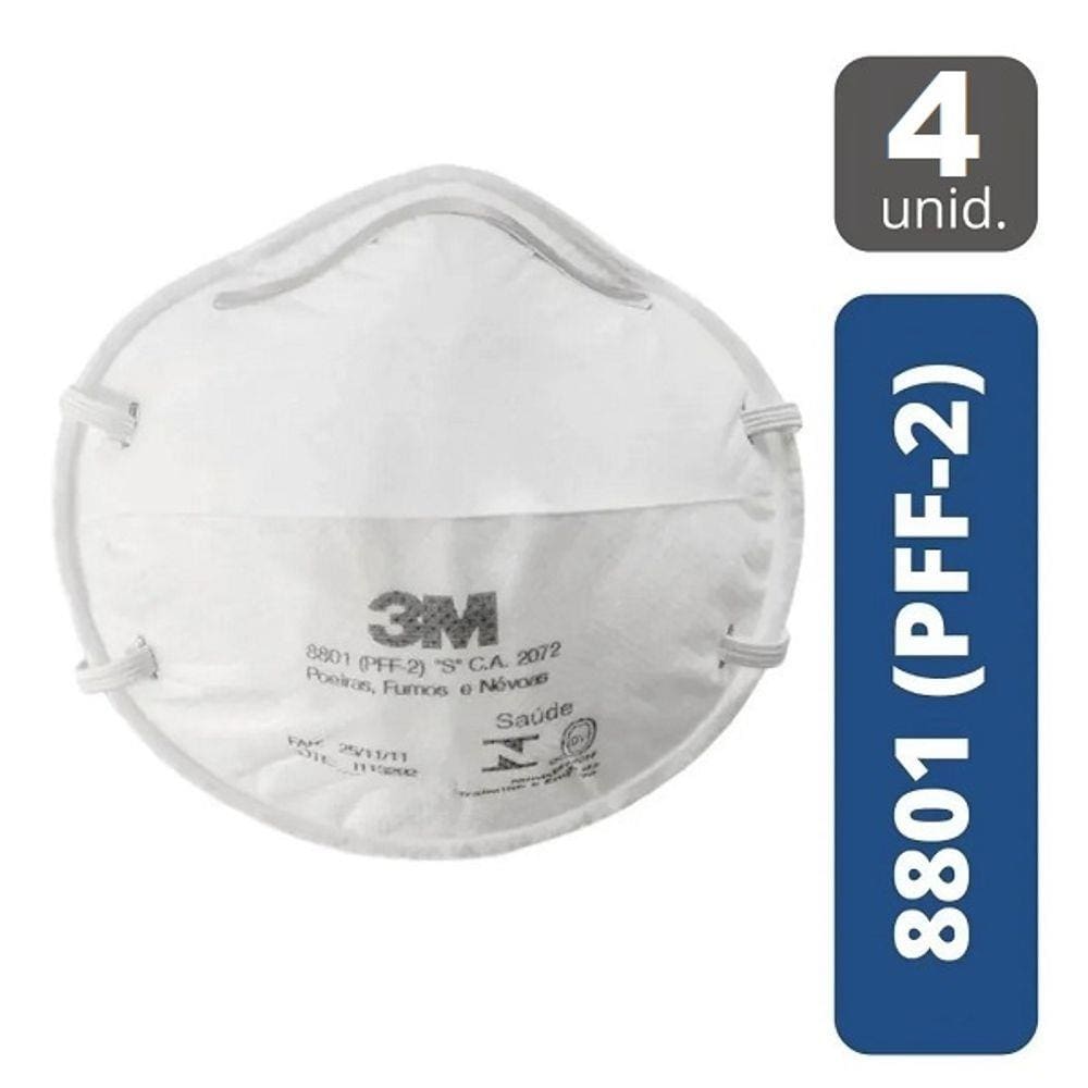 Kit com 4 Mascara de Protecao 3M 8801 PFF2
