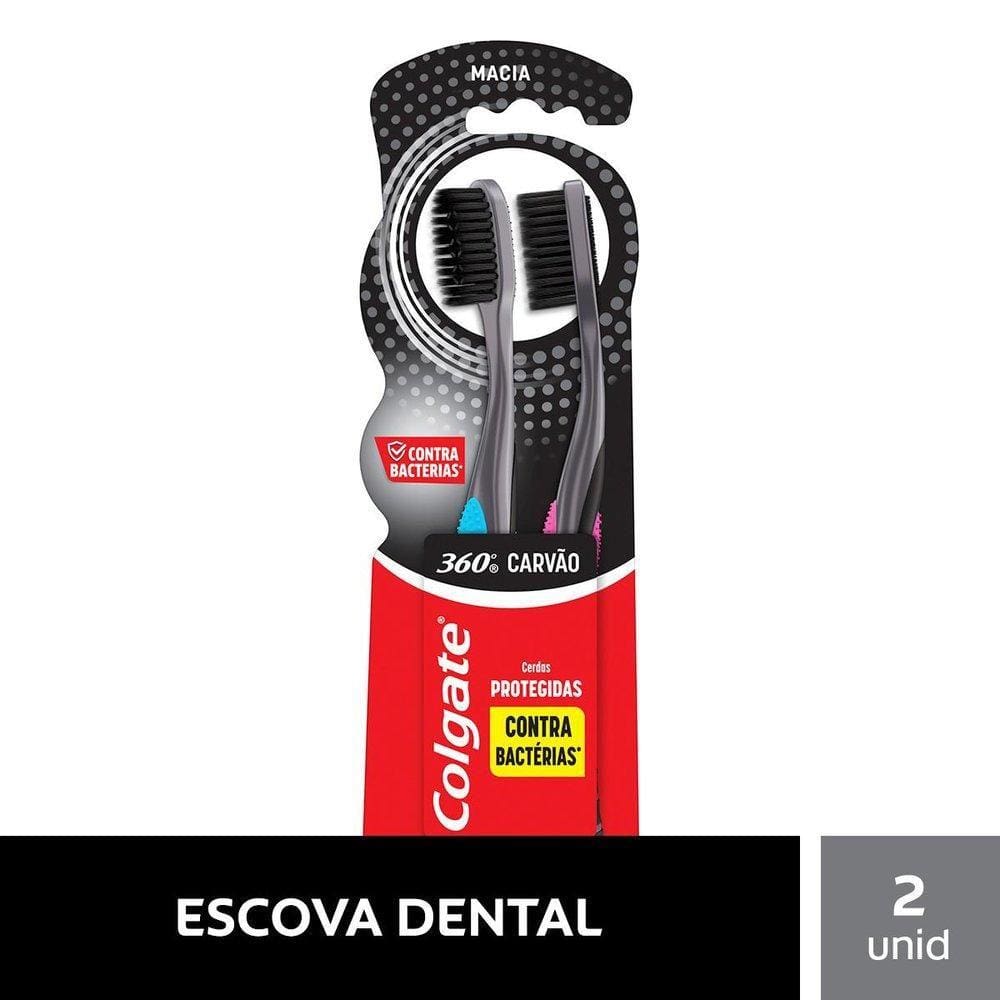 Escova Dental Colgate 360 Carvão com 2 unidades