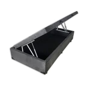 Cama Box Baú Blindado Solteiro AColchoes Suede Cinza 41x88x188