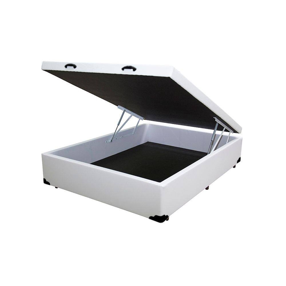 Cama Box Baú Blindado Viúva AColchoes Sintético Branco 41x128x188