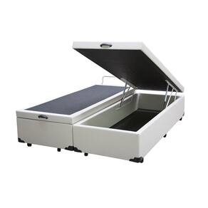 Cama Box Baú Blindado Casal Bipartido AColchoes Sintético Branco 49x138x188