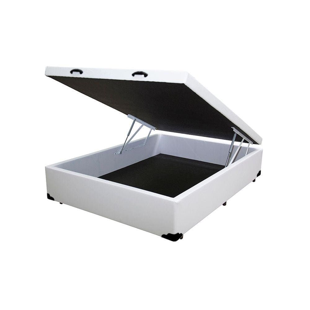 Cama Box Baú Blindado Viúva AColchoes Sintético Branco 41x128x188