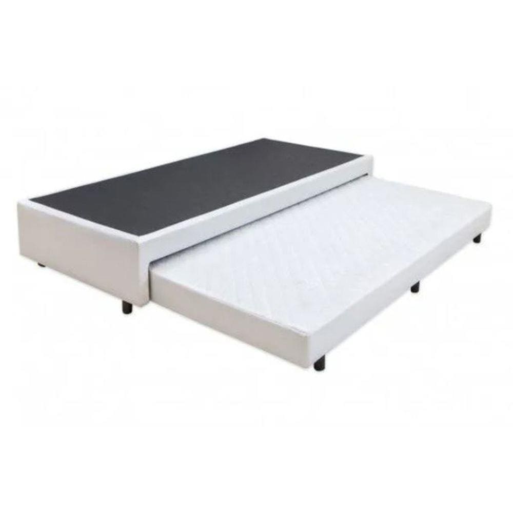 Cama Box Solteiro com Auxiliar Mola Bonnel Sintético Branco 50x78x188