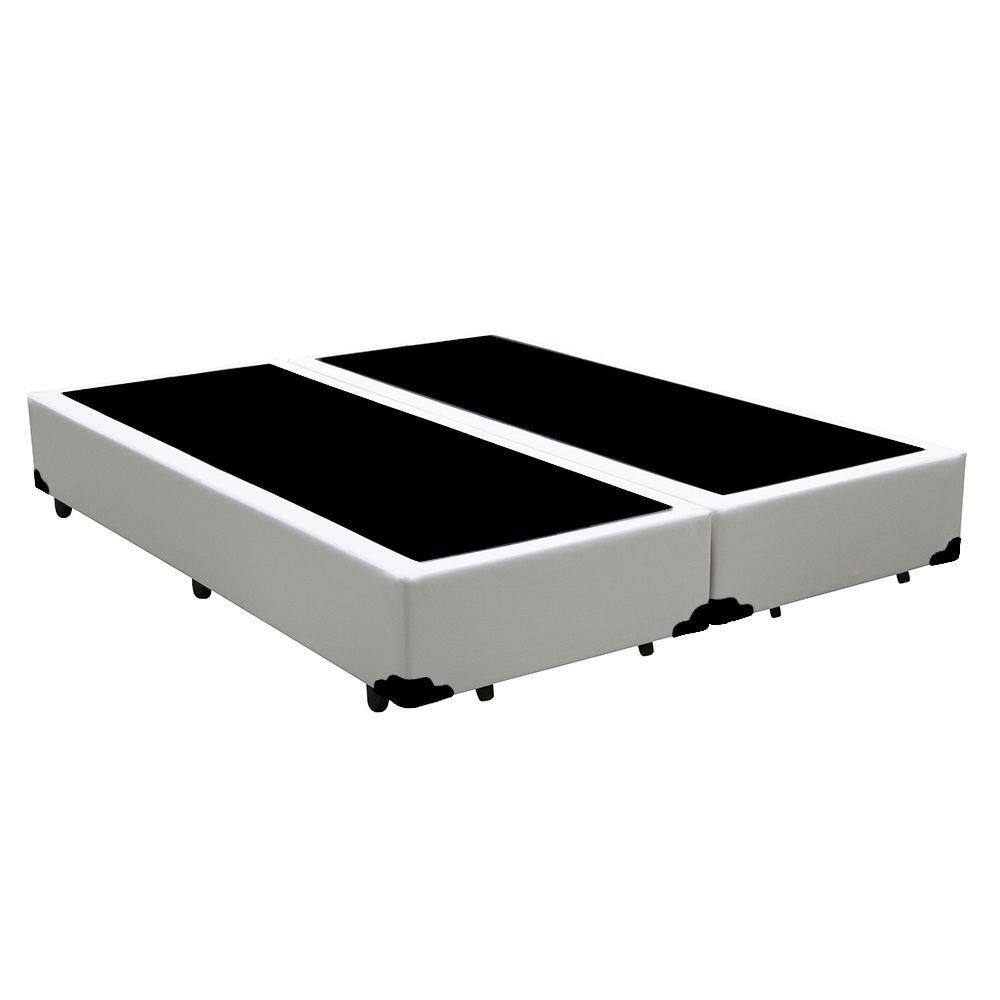 Cama Box Queen Bipartido Belos Sonhos Sintético Branco 40x158x198