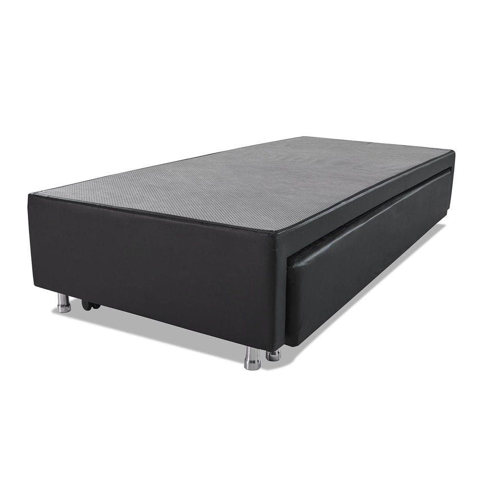 Cama Box Solteiro com Auxiliar Mola Bonnel Sintético Preto 50x88x188