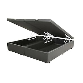 Cama Box Baú Blindado Casal Bipartido AColchoes Sintético Cinza 41x138x188