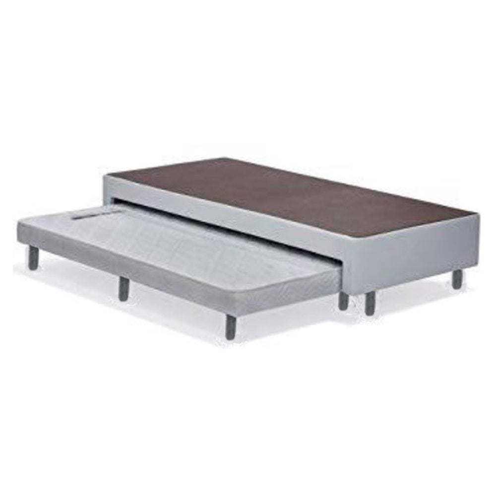 Cama Box Solteiro com Auxiliar Mola Bonnel Sintético Cinza 50x88x188