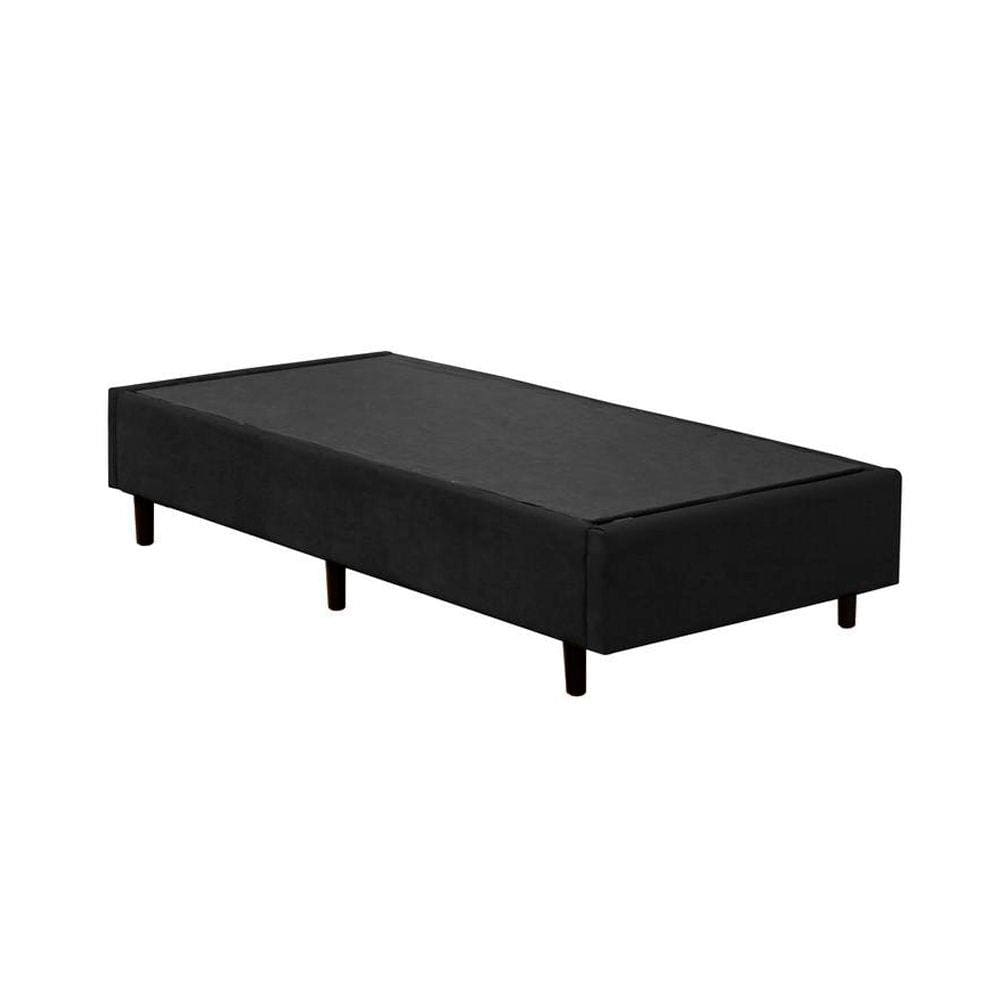Cama Box Blindado Solteiro AColchoes Suede Preto 40x78x188