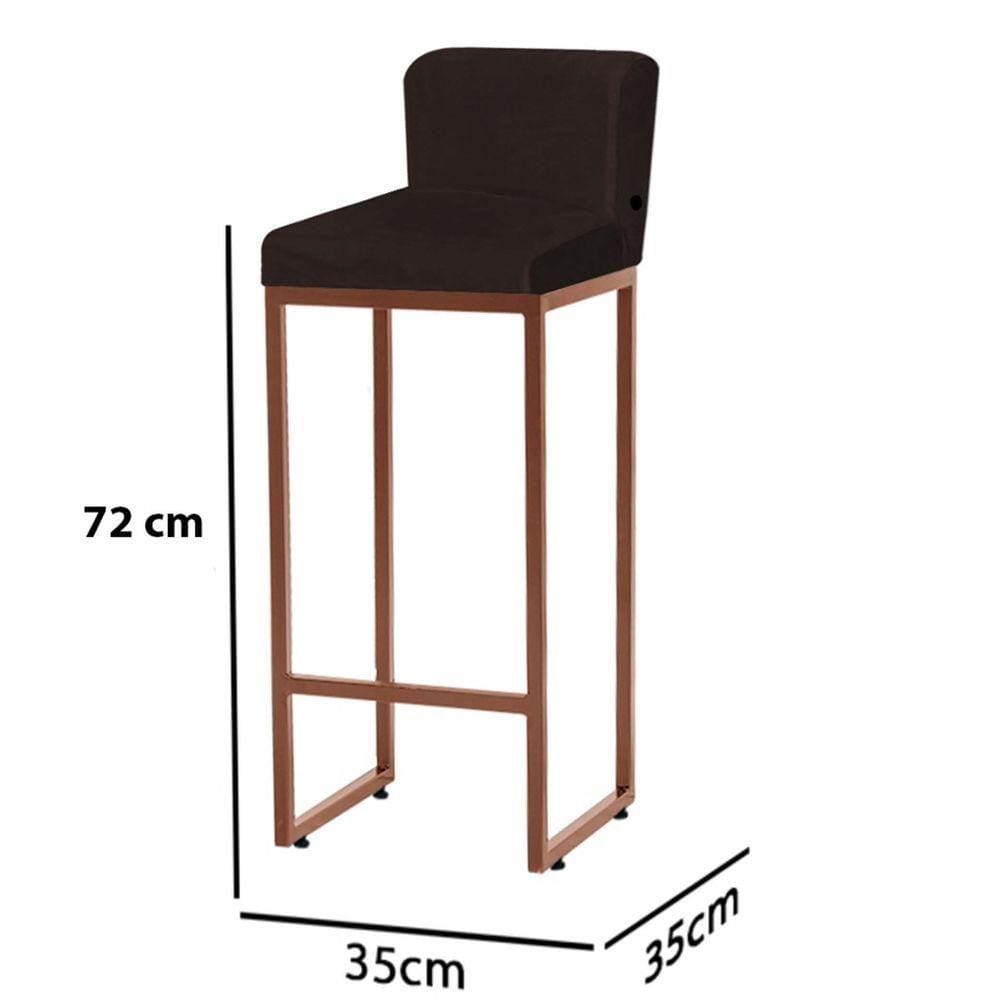 Kit 06 Banqueta Alta Ferro Bronze Marrom
