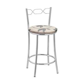 Kit 2 Banquetas Cromadas Assento Espuma D15 Treparoni Bege