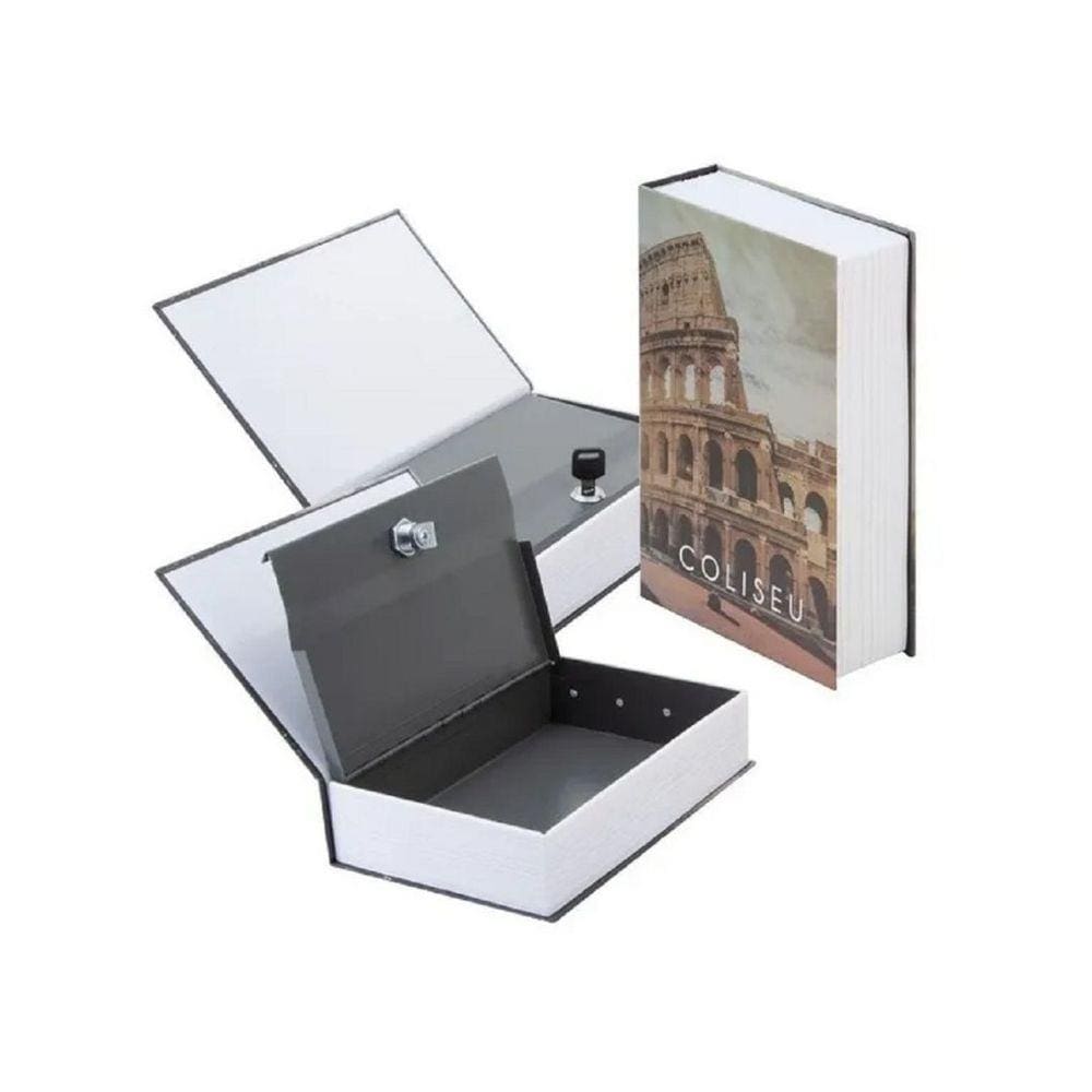 Livro Cofre Camuflado Decoração Metal Chave Porta Joias 18cm