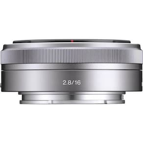 Lente Sony E 16mm f/2.8 E-Mount Prata (SEL16F28)