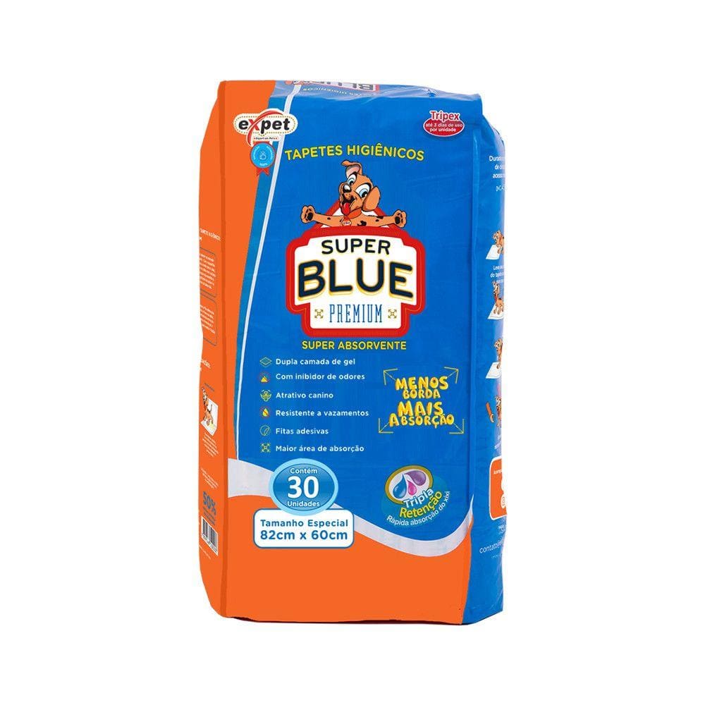 Tapete Higiênico Super Blue 30 unidades 82x60cm Blue - 310