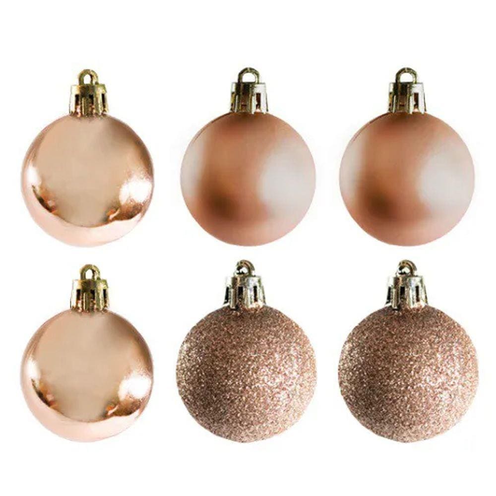 Jogo 6 Bolas Natal Mista 7Cm - Bronze