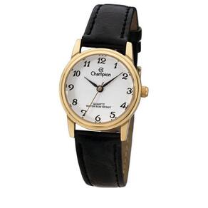 Relógio Champion Feminino Pulseira De Couro Preto Ch25007M