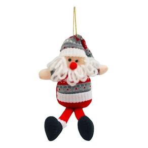 Pendente de Natal Papai Noel Perna Mole Tricô com Gorro 25cm