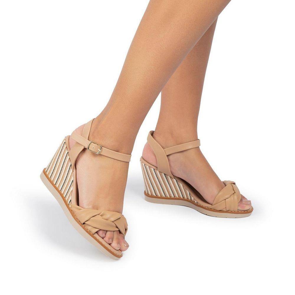 Sandalia Feminina Adulto Anabela BO12 Cromic Femme Off White - Malhas Ferju