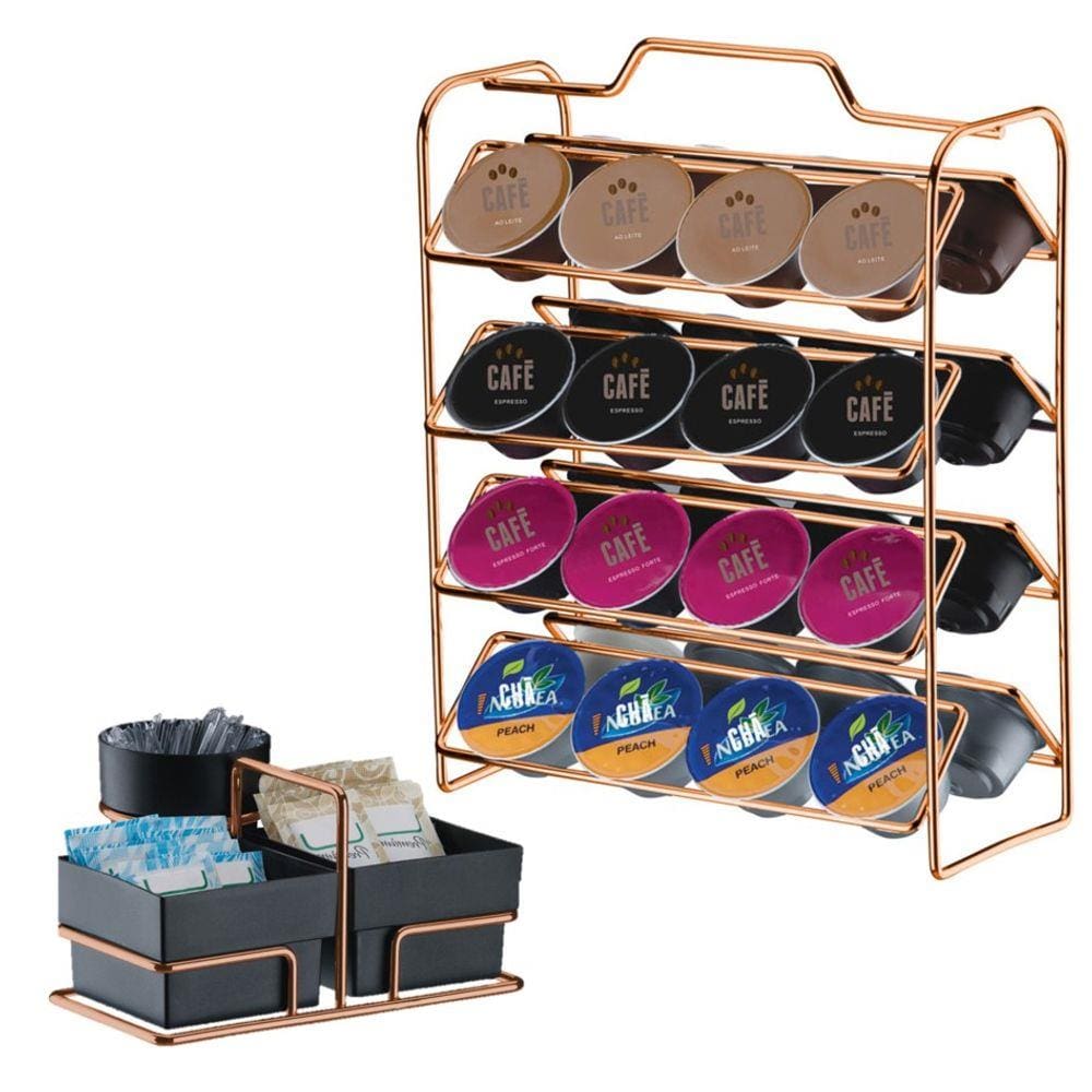 Kit suporte 32 Cápsulas Dolce Gusto + Porta Sachês - 1145RG Rosé Gold Future