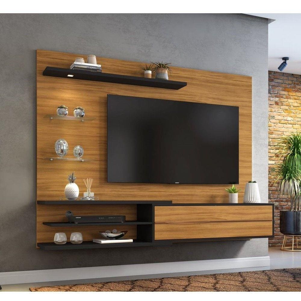 Painel para TV até 60 Polegadas 1 Porta Led NT 1115 Notável Móveis - Marrom Chocolate