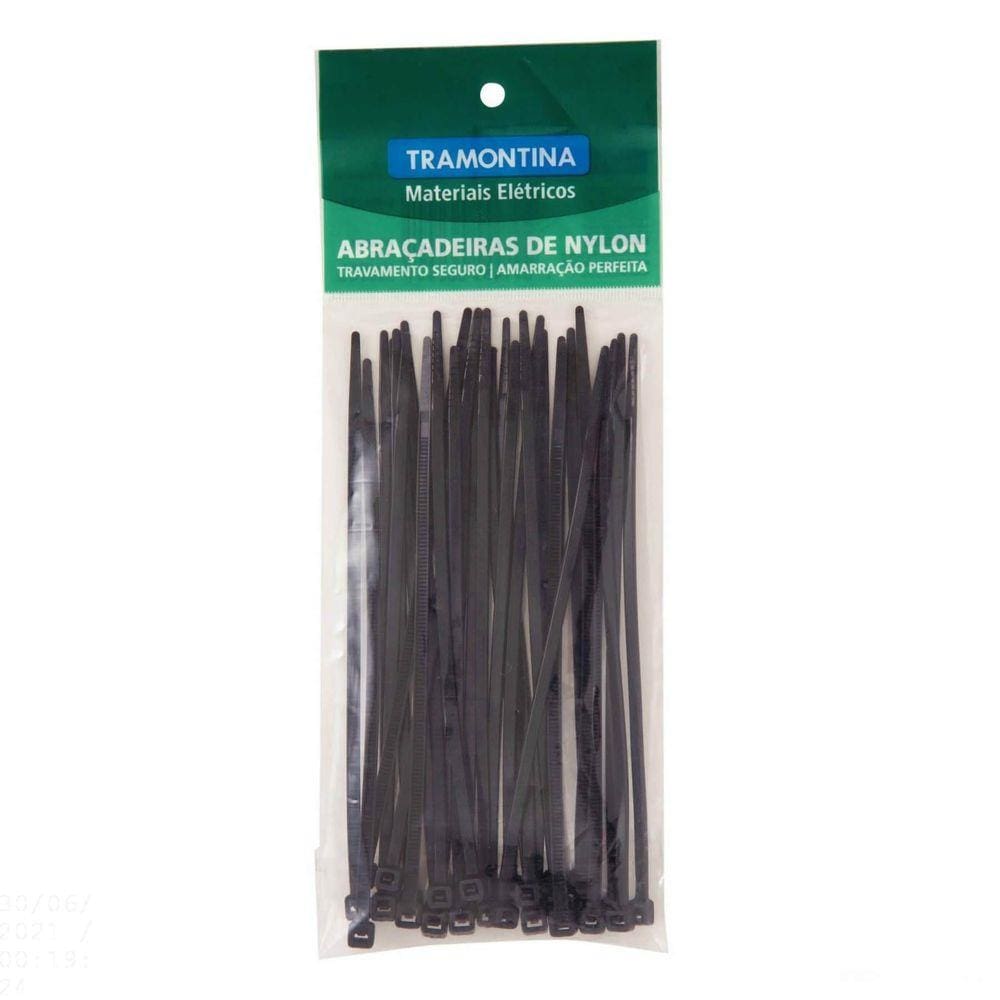 Abraçadeira de Nylon 283x4,8x1,5 mm Tramontina Preta Tramontina