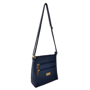 Bolsa Transversal TopGrife Couro Azul Marinho