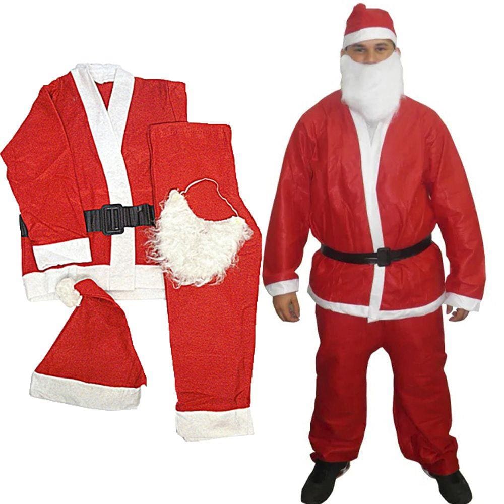 Roupa Papai Noel Completa Luxo 5 Peças Natal Fantasia Natalina