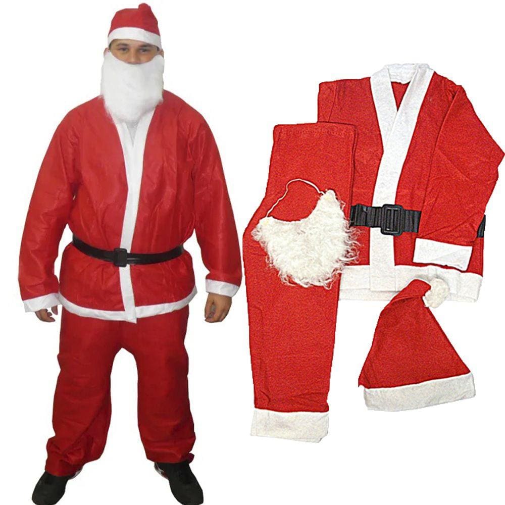 Roupa Papai Noel Completa Luxo 5 Peças Natal Natalino Fantasia Adulto