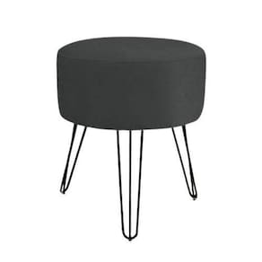 Puff Puf Banqueta Redondo Decorativo Preto Pés Ferro