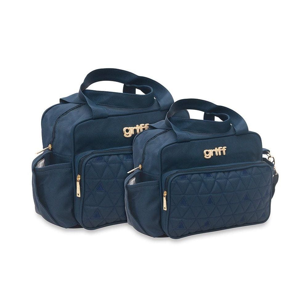 Kit bolsa bebê maternidade marinho griff retrô 2 peças