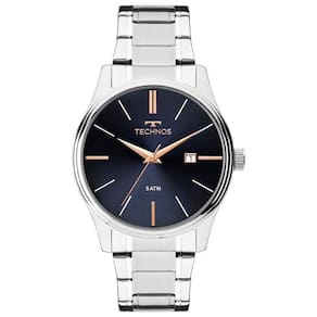 Relógio technos masculino prateado fundo azul 2115mpm/1k
