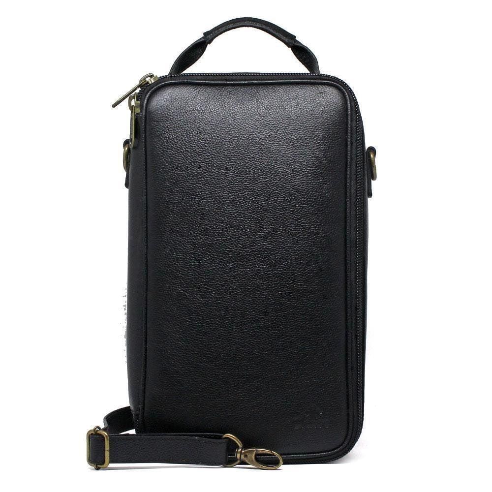 Porta Vinho Couro Transversal 2 Garrafas Pw04 Cb05 Preto