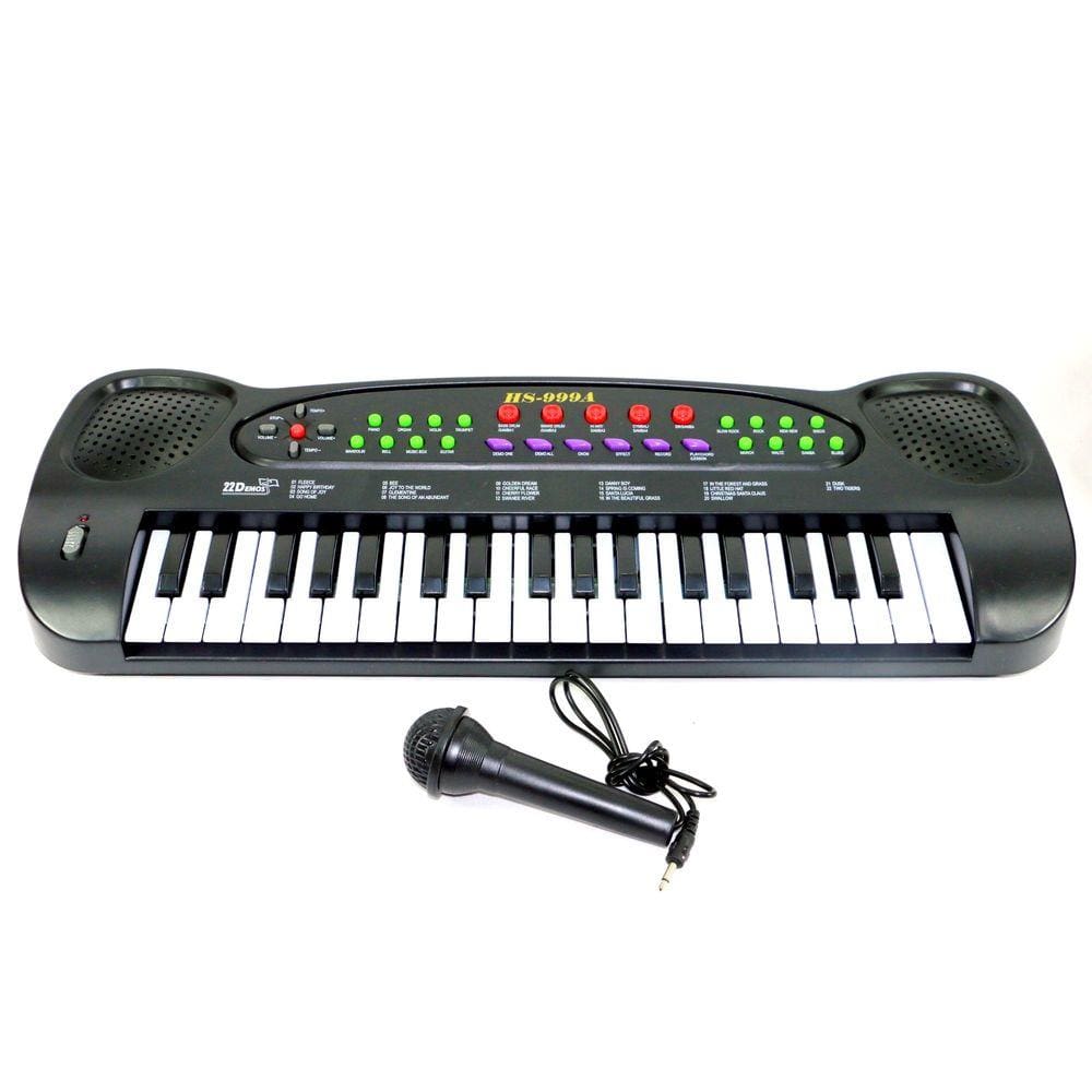 Piano Teclado Musical Infantil Microfone Educativo Karaoke Cor Preto