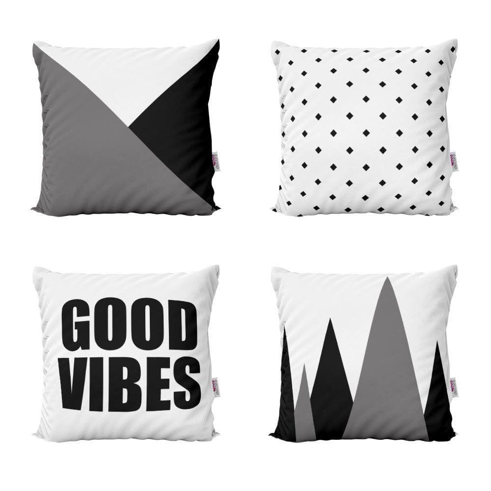 Almofadas Decorativas Preto Branco E Cinza Good Vibes 40X40