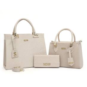 Bolsa Feminina Transversal Media+Bolsa Grande Carteira Creme