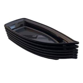 Kit 06 Barca Barco Para Açaí Sushi Sashimi Bandeja 42 Preto