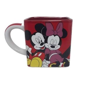 Caneca Cubo Mickey E Minnie Namorados Vermelho 300Ml