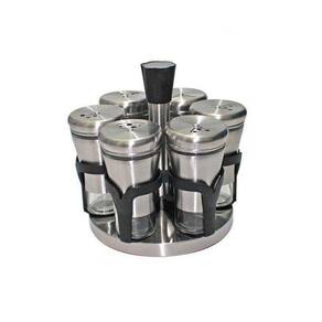 Galheteiro Suporte Porta Condimentos 6 Peças Inox