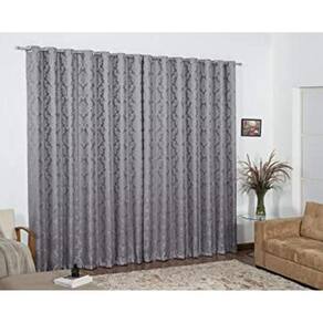 Cortina Tecido Jacquard Cinza Sala Semi Blackout 4,00X2,80