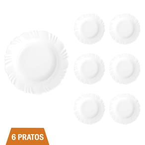 Conjunto 6 Pratos Vidro Petala 23,5Cm Refeição Nadir