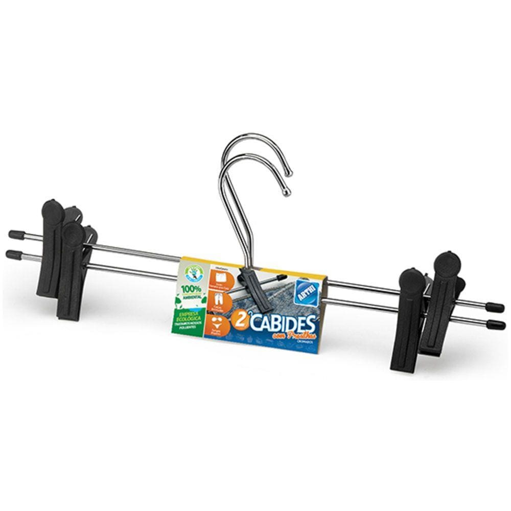 Kit 2 Cabides em Aço Cromado com Presilha - Arthi